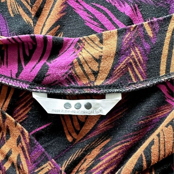 Three Dots Knit Dress Feather Print Purple Brown XS bv - Picture 7 of 9
